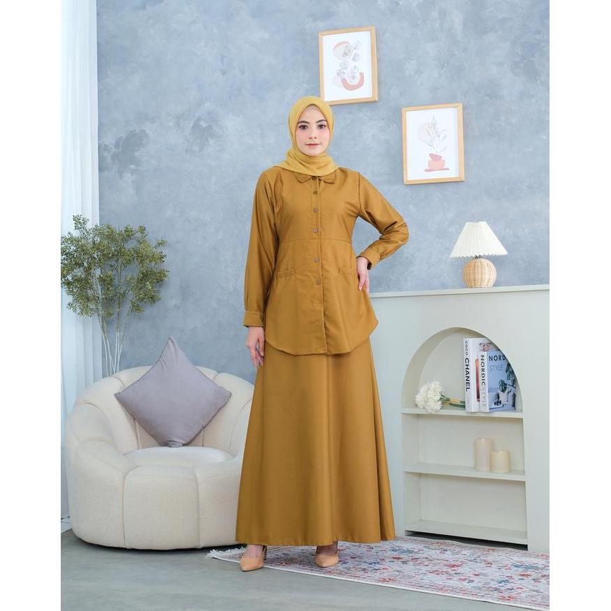 Gamis Seragam PNS PDH ASN Warna Khaki Model Setelan Bahan ToyoboPremium
