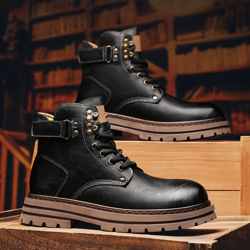 Top Quality Vintage Leather Men's Snow Boots Fashion Genuine Leather Man Ankle Boots Lace Up Outdoor