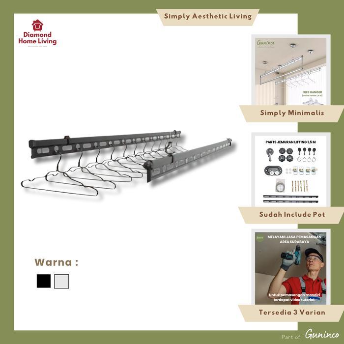 Dhl Jemuran Lifting Aluminium Lifting Dengan Engkol / Jemuran Baju Hemat Ruang Kekinian / Jemuran