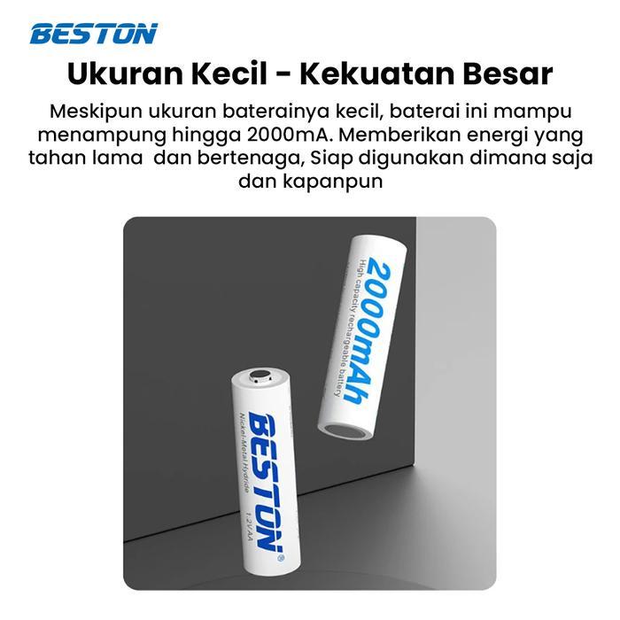 Baterai Isi Ulang Beston Baterai Aa 2000Mah Rechargeable Bs-Aa2000 Garansi