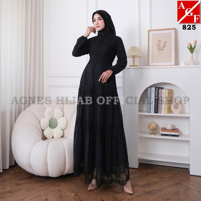 Agnes Hijab - Azzahra Dress Gamis Putih Lebaran 2026 Baju Muslim Wanita Dewasa Gaun Pesta Akad Mewah