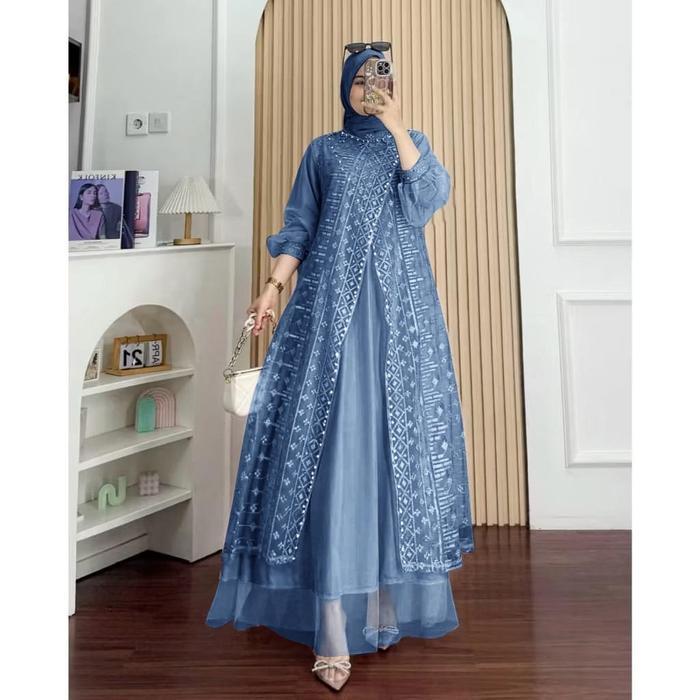 Maxi Delina ( M-Xxxl) Gamis Brukat Gamis Kondangan Gamis Pesta Gamis Lebaran Gaun Mewah Gamis
