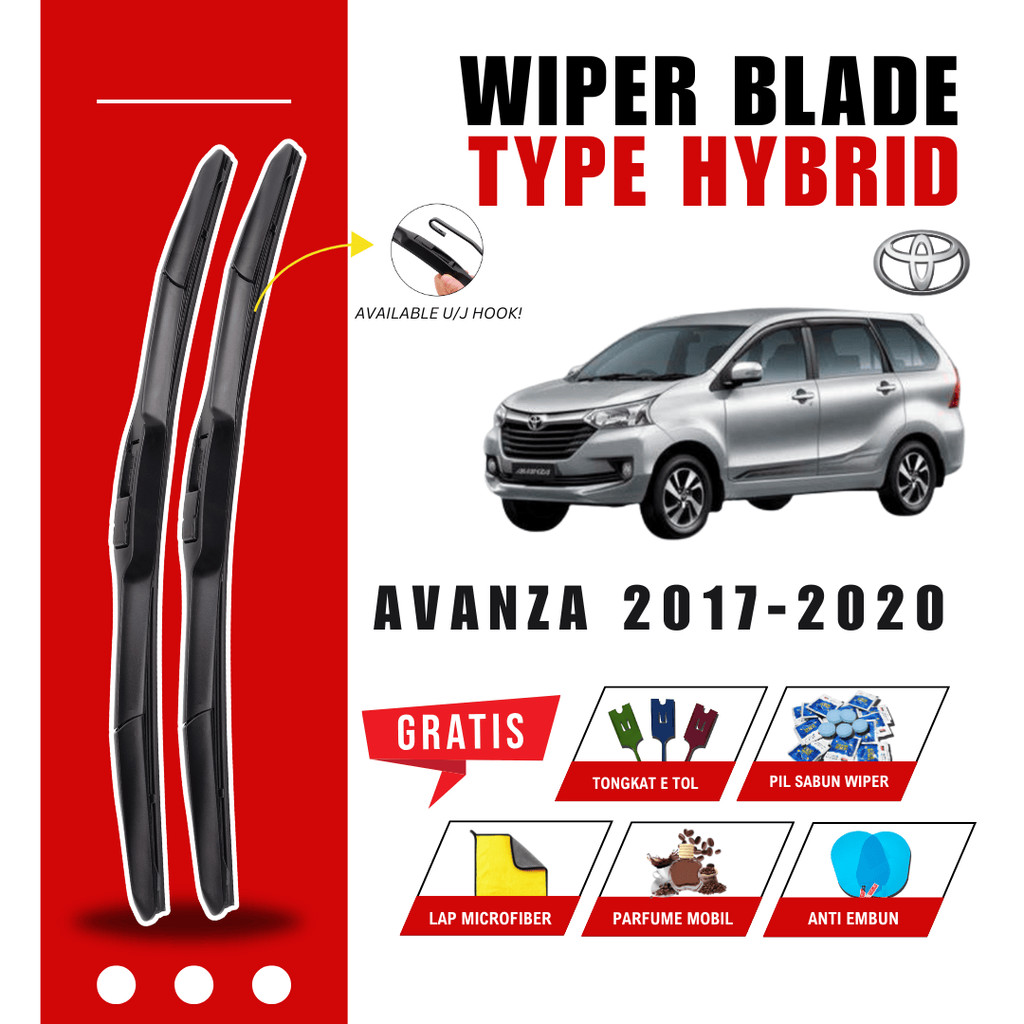 Wiper Toyota Avanza 2017-2020 Hybrid Kaca Depan Mobil Free 5 Bonus