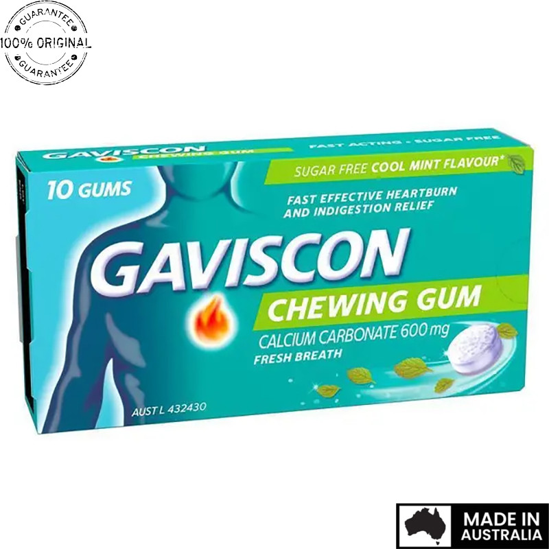 Aussie Original Gaviscon Chewing Gum Cool Mint 10 Gums