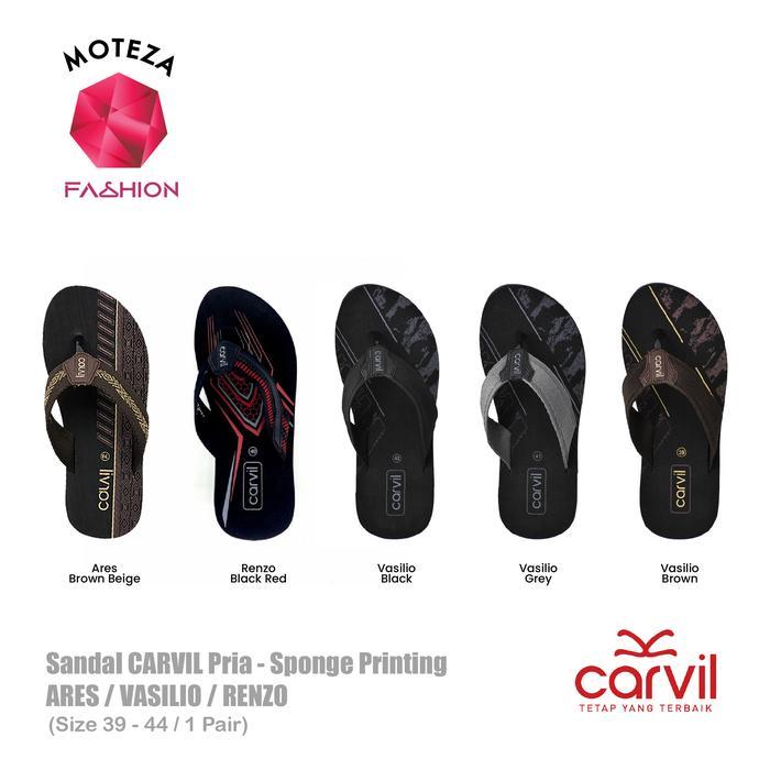 Sandal Jepit Carvil Pria / Sendal Cowok Sponge Print Casual Original Karet