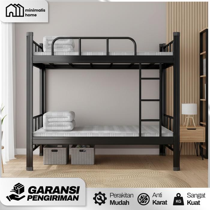 Promo [Termurah] Ranjang Besi Tingkat 2 Susun Tempat Tidur Besi Kuat Kokoh Hemat Ruang Anti Karat