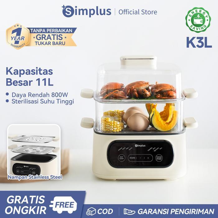 Special Simplus Kukusan Listrik 2 Tingkat Kukusan Kapasitas 11L Hemat Listrik Low Watt 800W Panci