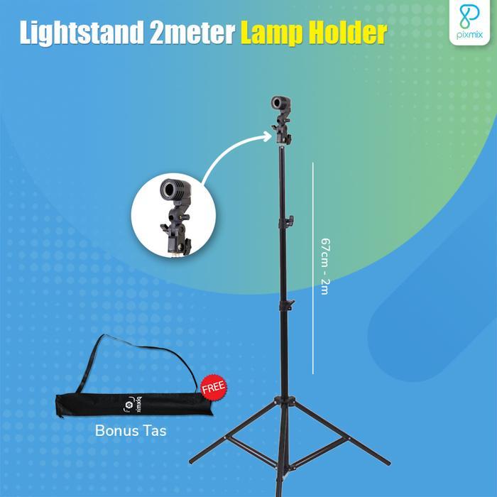 Tripod / Light Stand dengan Lamp Holder E27 Perlengkapan Studio Foto