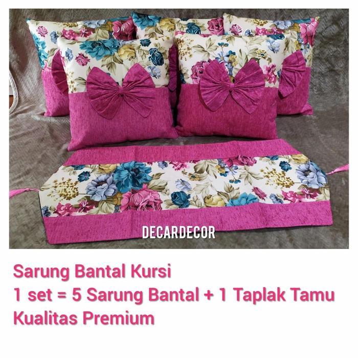 Sarung Bantal Sofa Shabby Chic Imlek Motif Bunga Cantik Minimalis