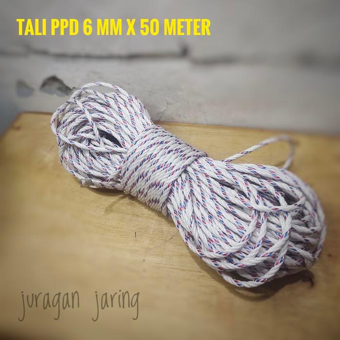 Tali Tambang Ppd 6 Mm 50 Meter Untuk Ikat Barang, Ikat Mobil Bak, Ikat Truk Dan Tarik Angkat Barang