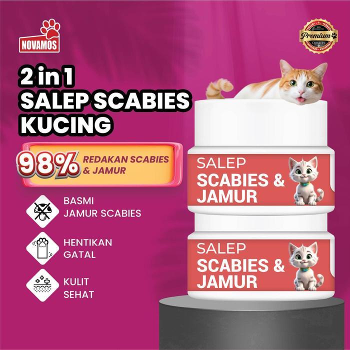 Baru 2in1 Obat Jamur Kucing Paling Cepat NOVAMOS Obat Scabies Kucing Ampuh Salep Scabies Untuk