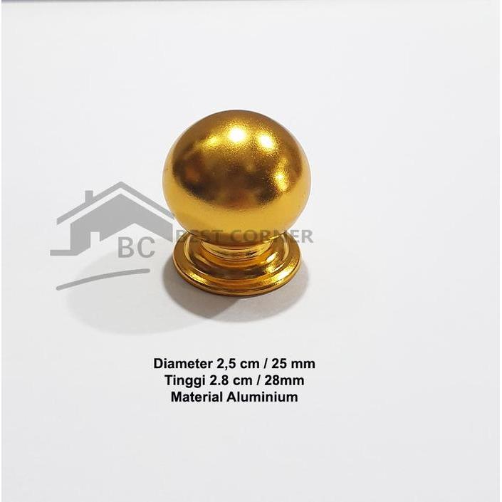 Tarikan Knob Laci atau Lemari Gundu Gold / Tarikan aluminium Gold