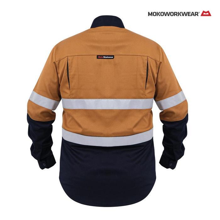 Mokoworkwear Wearpack Safety Baju Seragam Lapangan Brown Navy Premium Reflector Katun Kombinasi