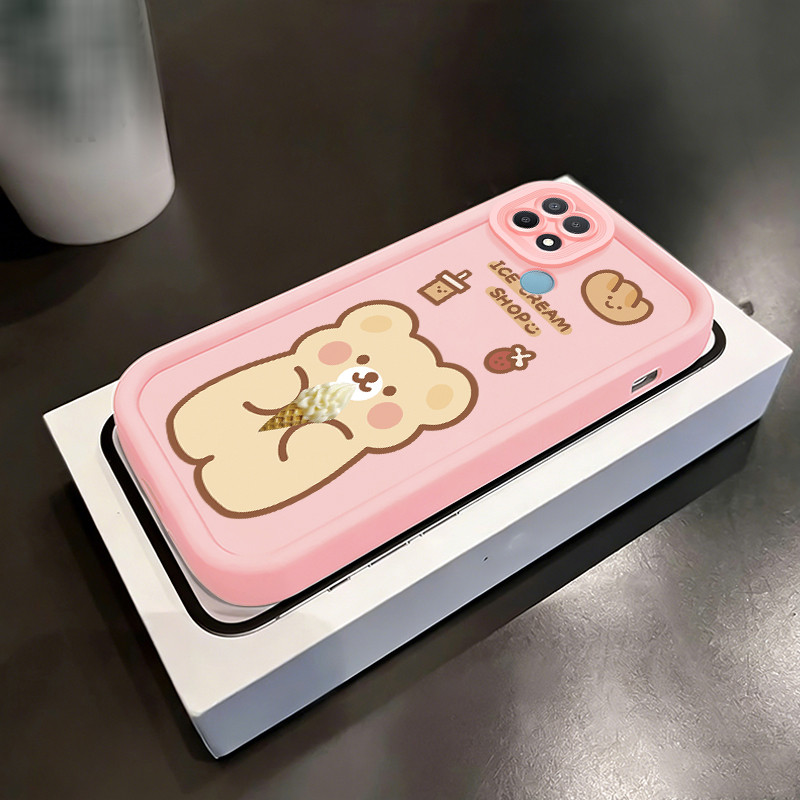 Casing Hp untuk OPPO A15 A15s A35 4G Case Beruang Es Krim Camera Protect Kekinian Cesing silikon Kas