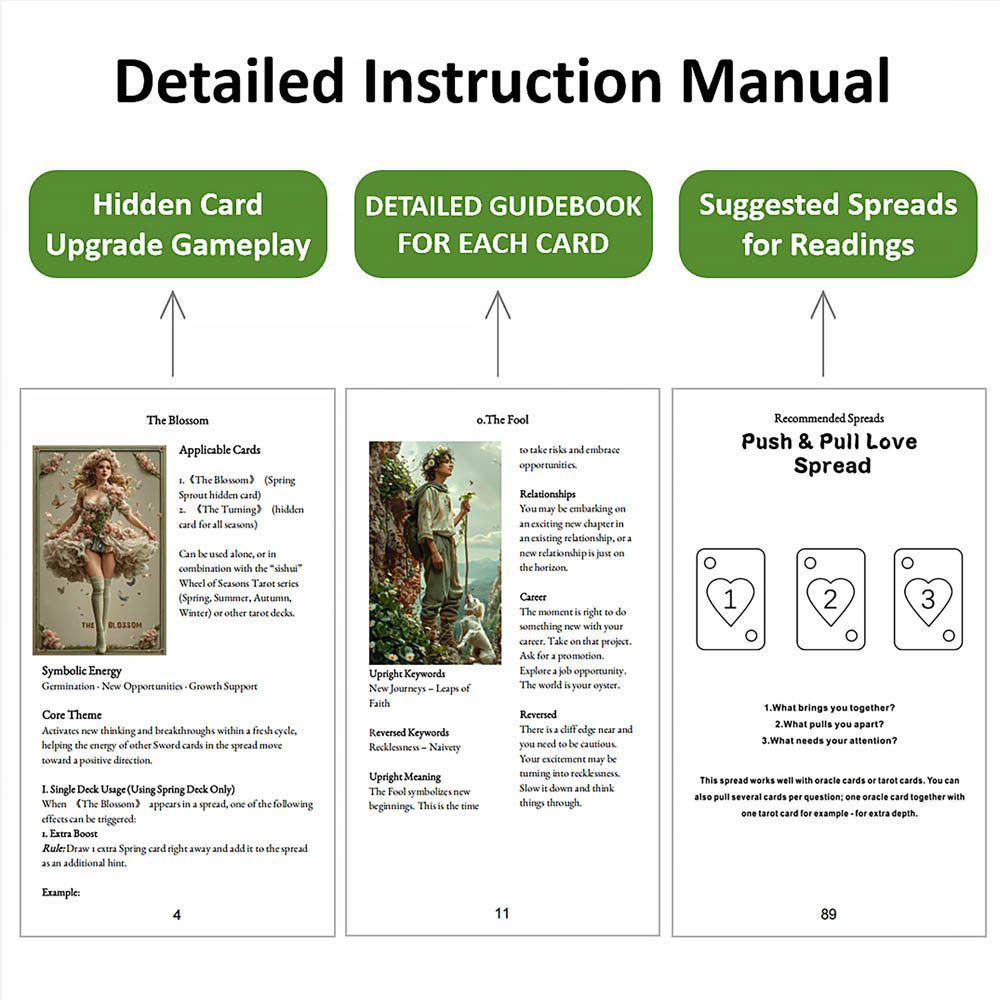 Tarot Cards for Beginners with Guidebook, Spring Sprout Tarot Deck, 80 Oracle and Tarot Cards, Cards