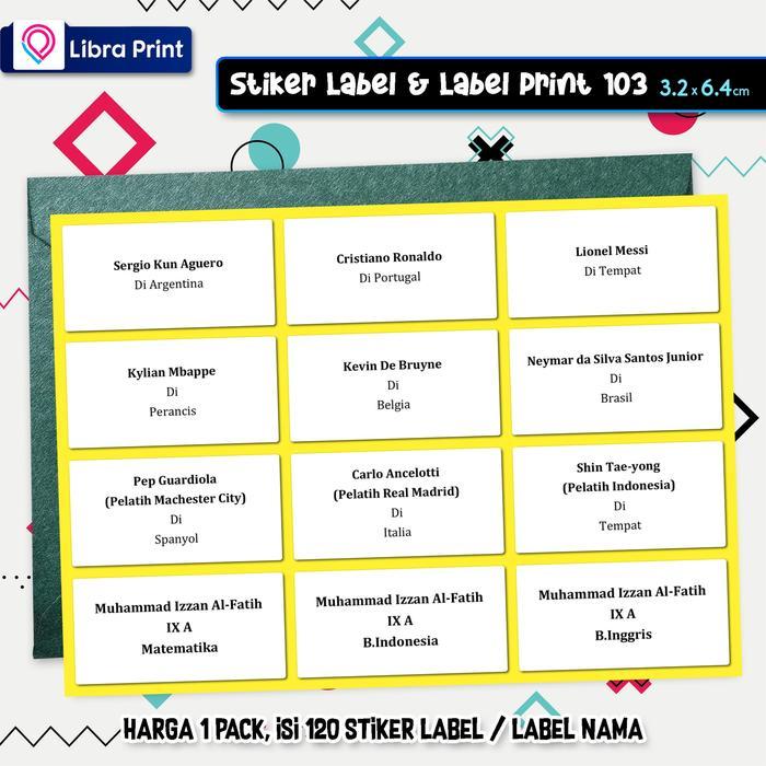"New" Cetak Stiker Label 103 Label Nama Undangan Motif
