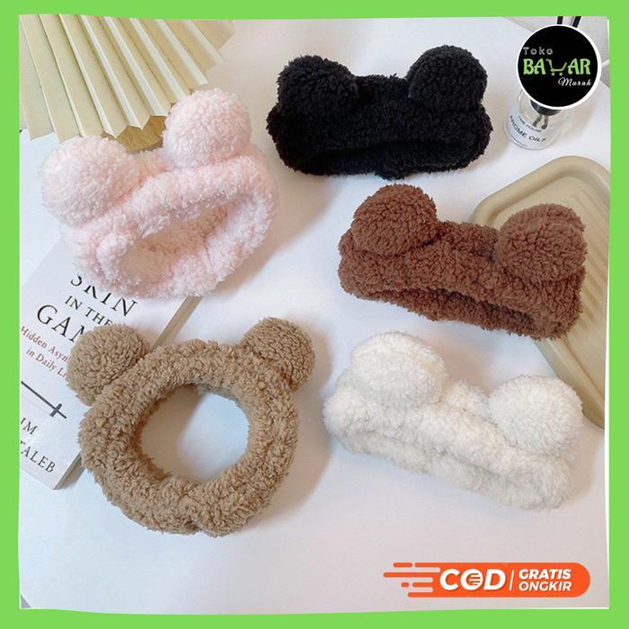 Bandana Masker Bear / Bando Mandi Besar / Bando Facial Bear / Bando Hairband Korea Model Bear Lucu