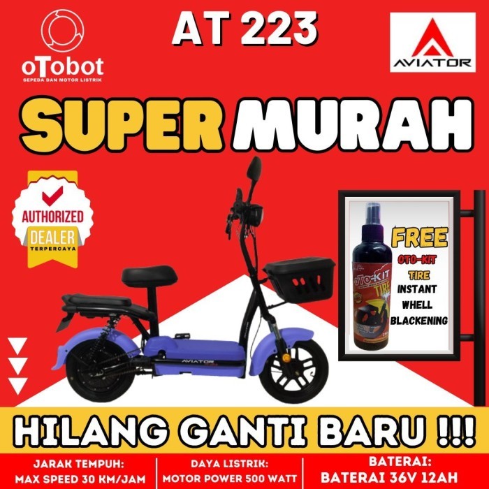PROMO AKHIR TAHUN 12.12 Sepeda Listrik Uwinfly D60 Garansi Resmi - AT223 UNGU