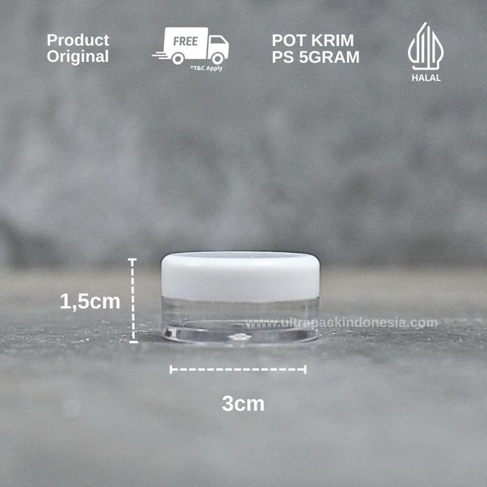 KOSMETIK JAR POT KRIM PLASTIK PS 5GRAM PUTIH