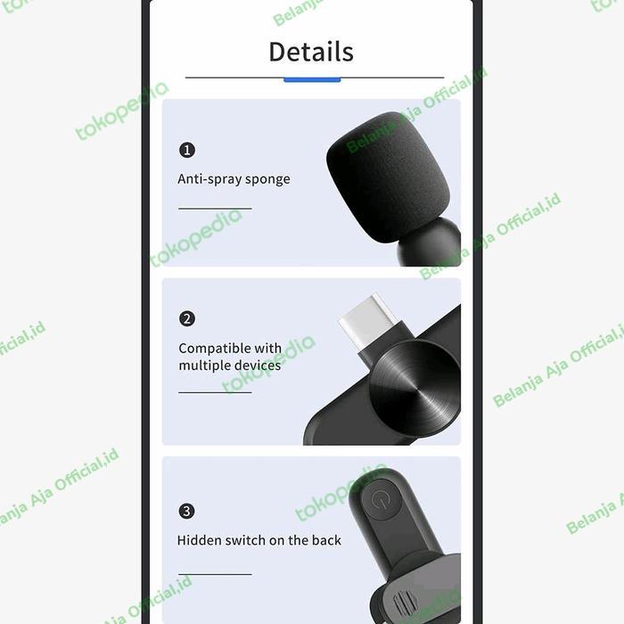 MIC WIRELESS CLIP ON SMARTPHONE MICROPHONE LAVALIER YOUTUBER VLOGGER