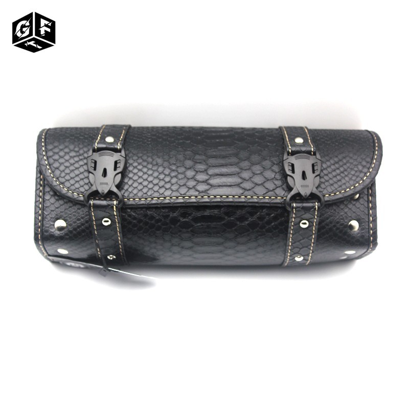 Retro Motorcycle Front Fork Handlebar Bag Tool Side Pack Carry Motorcyclists Leather Roomy Waterproo
