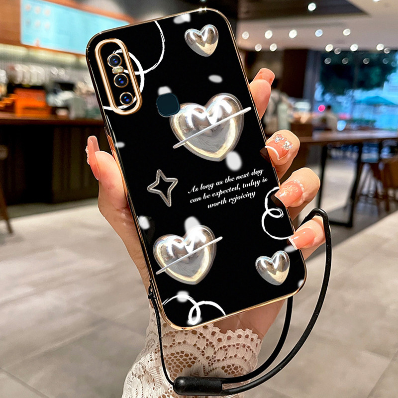 Casing Hp Untuk VIVO V15 V15 Pro Case Hati Platinum Mewah pelapisan elektro Cesing silikon Kasing So