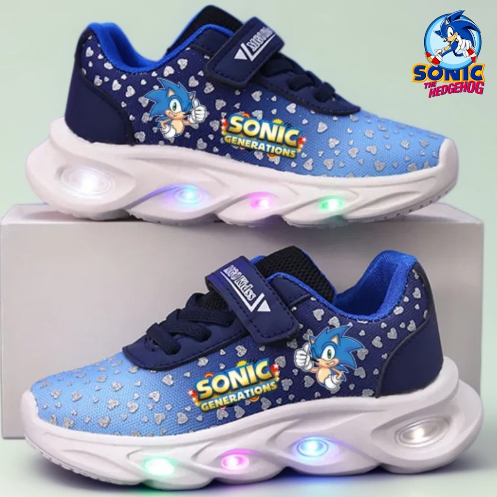 Anime Sonic LED Shoes 2-8 yo Tennis Shoes Cool Sonic Luminous Shoes SEGA Sonic Lighted Shoes Pupil