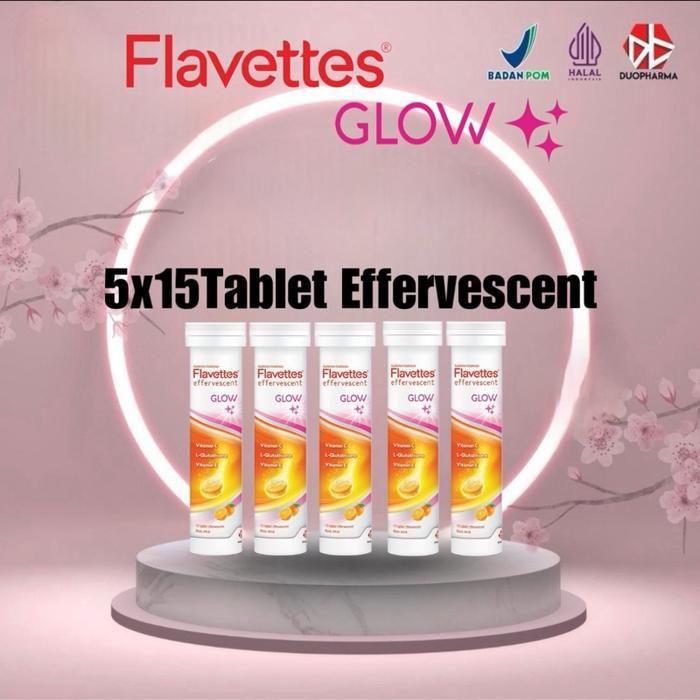 [Five Pack] Flavettes Effervescent Glow (15'S X 5 Tubes) - Suplemen Rekomendasi Mencerahkan Kulit