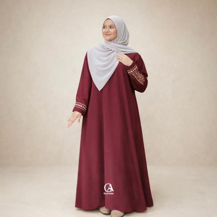 zeni Abaya Medina by Gerai Aulia Gamis Muslim Arabian Bordir Premium Dress Lebaran Mewah Syari