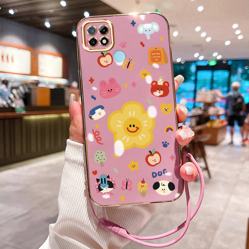 Casing Hp Untuk Realme C21 C21Y C25Y Case Bunga Senyuman Penyepuhan Cesing silikon Kasing SoftCase L