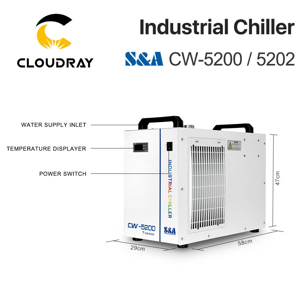 Cloudray S&A CW5200 CW5202 Industrial Air Water Chiller for CO2 Engraving Cutting Machine