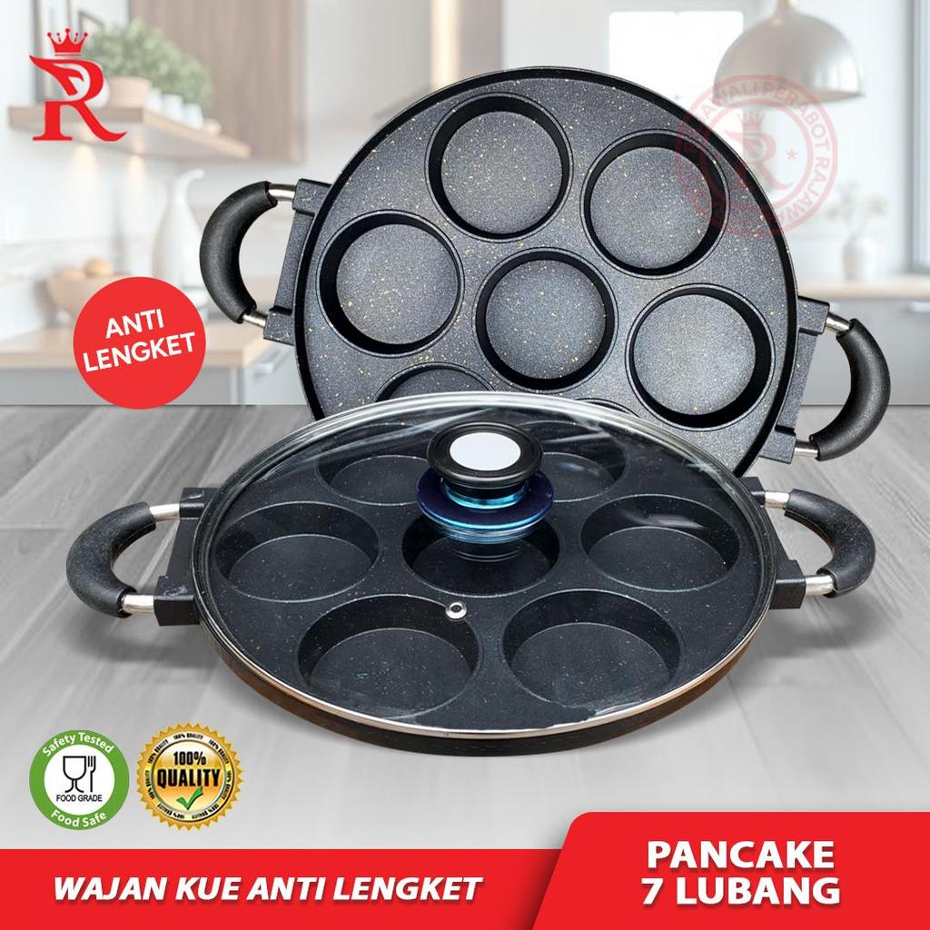 Wajan Cetakan Telur Omlet Wajan Pancake 7 Lubang Datar Anti Lengket