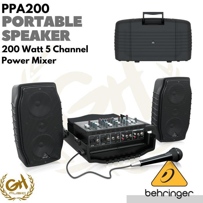 Behringer Ppa200 Portable Speaker 5 Chanel Power Mixer Meeting Karaoke
