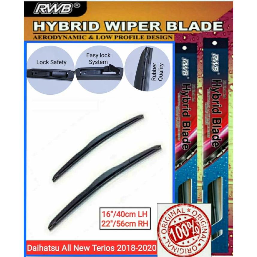 Wiper Kaca Depan Mobil Terios Wiper Hybrid Blade All New Terios 2018 - 2022 Uk 22" & 16" Aksesoris