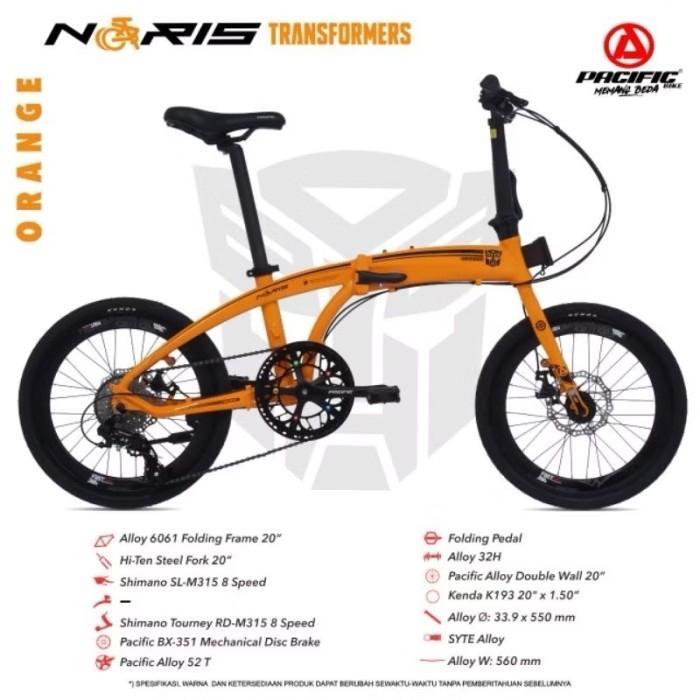 Terbaru Sepeda Lipat Folding Bike 16/20 Pacific Noris Transformer