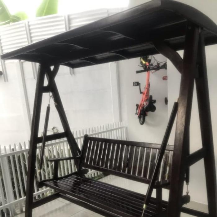 Ayunan Kayu Jati 3 dudukan best seller sudah finishing - Tanpa Kain