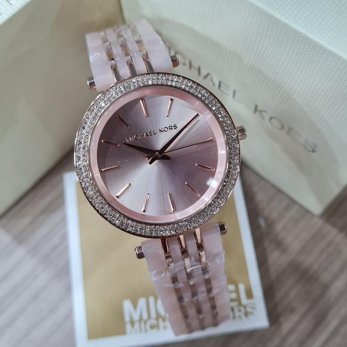 Jam Tangan Wanita Mk4327 Stainless Steel Acrylic Fullset