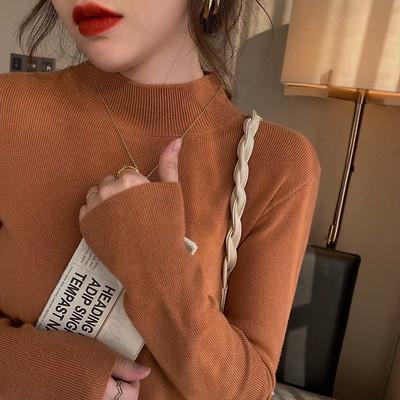 cnm Bellastyle Atasan Rajut Turtleneck Wanita Lengan Panjang Iner Rajut Turtleneck Knit Baju Dalaman