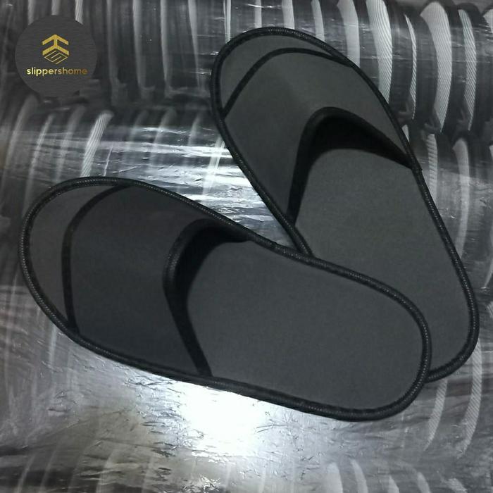 Best Seller Slippershome 1 Lusin Sandal Hotel Lantai Hitam Polos Spon 4Mm Unisex Isi 12 Pasang Untuk