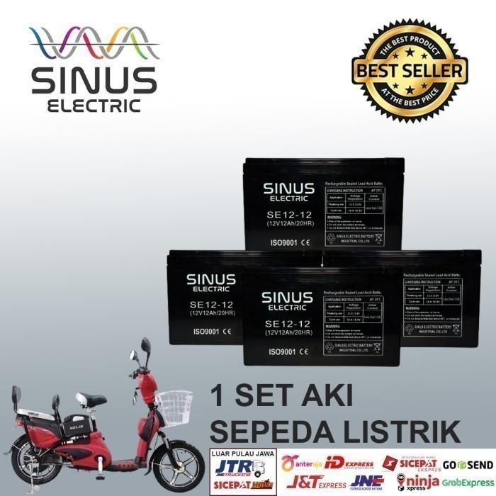 Aki Sepeda Listrik Selis 1 Paket 12V 12Ah Aki Vrla Sinus 12-18 Outdoor Roda