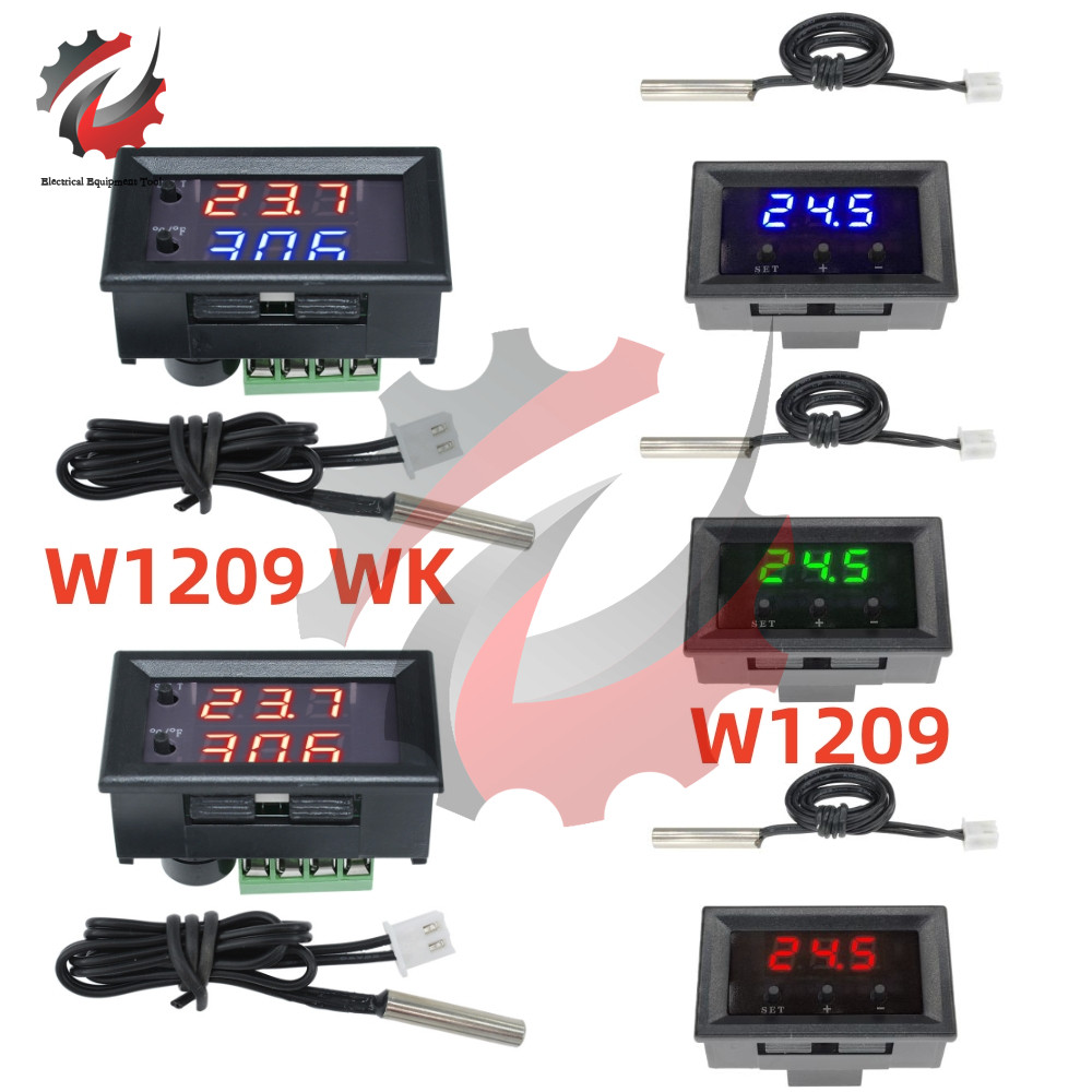 DC 12V Digital Termostat Pengendali Suhu Regulator Suhu Inkubator Termostat Sensor NTC W1209WK W1209