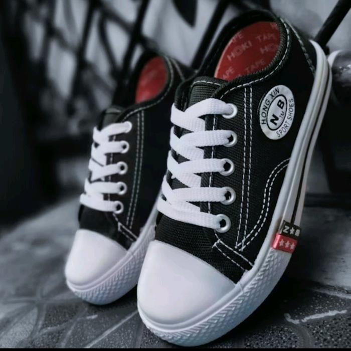 Sepatu Anak Sekolah Nb Model Terbaru Bahan Canvas Tk Sd Smp - Kanvas 12 Oz, Outsole Karet Anti