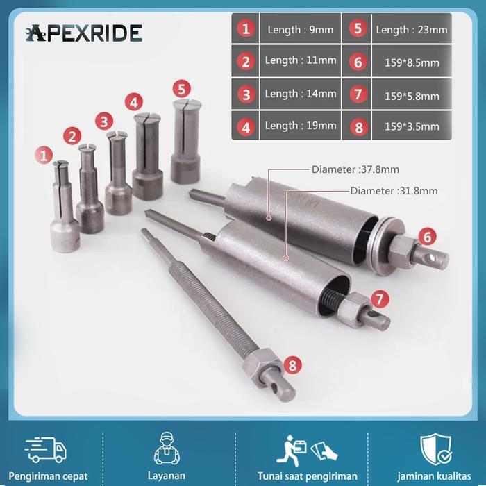 ID-Apexride Kunci Treker Lepas Treker Bearing Tanam Puller 12 PCS CVT Treker Lepas Pembuka Bearing