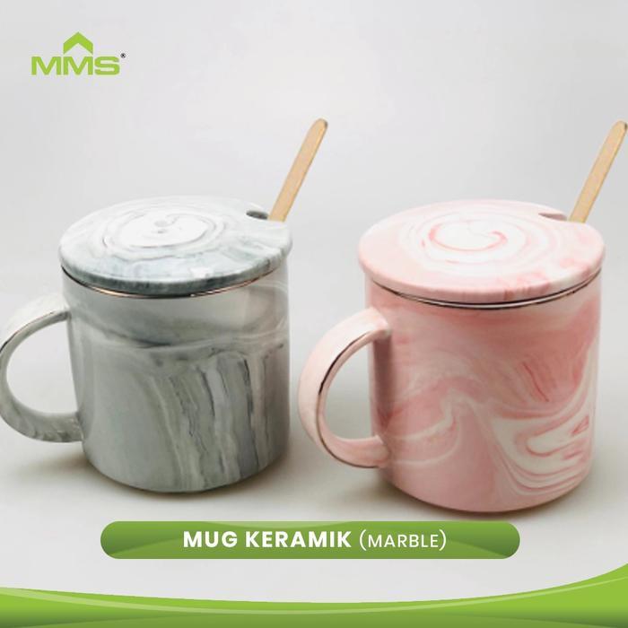 ROYAL ALFRED Marble 10oz Mug Aesthetic Keramik + Sendok 300ml Assorted