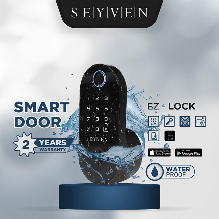 SEYVEN Smart Door Lock Kunci Pintu Digital Waterproof Door Lock With App Smart Lock Door Black