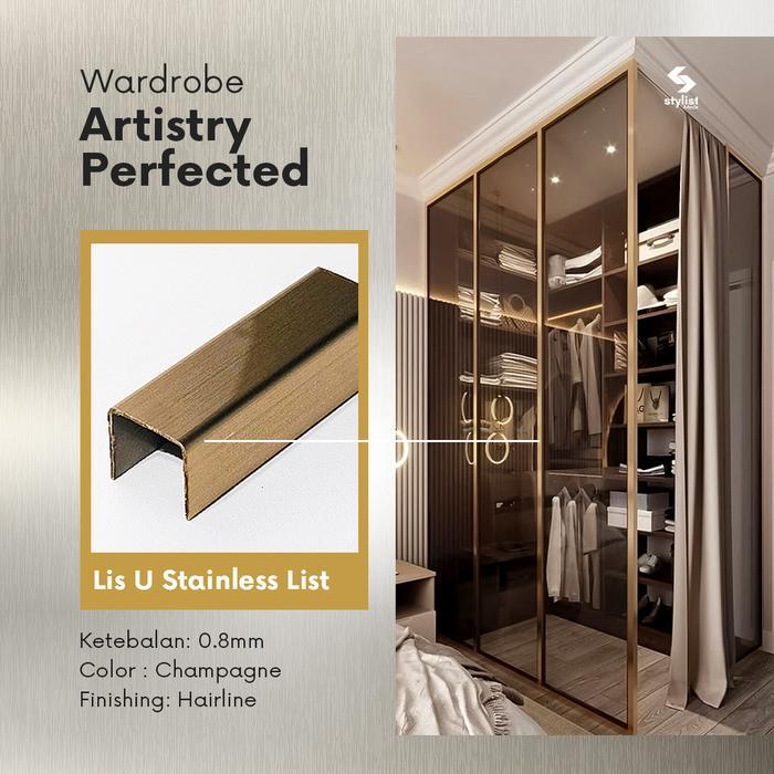 Stainless Lis Interior Lis U Gold 10 X 20 X 10Mm