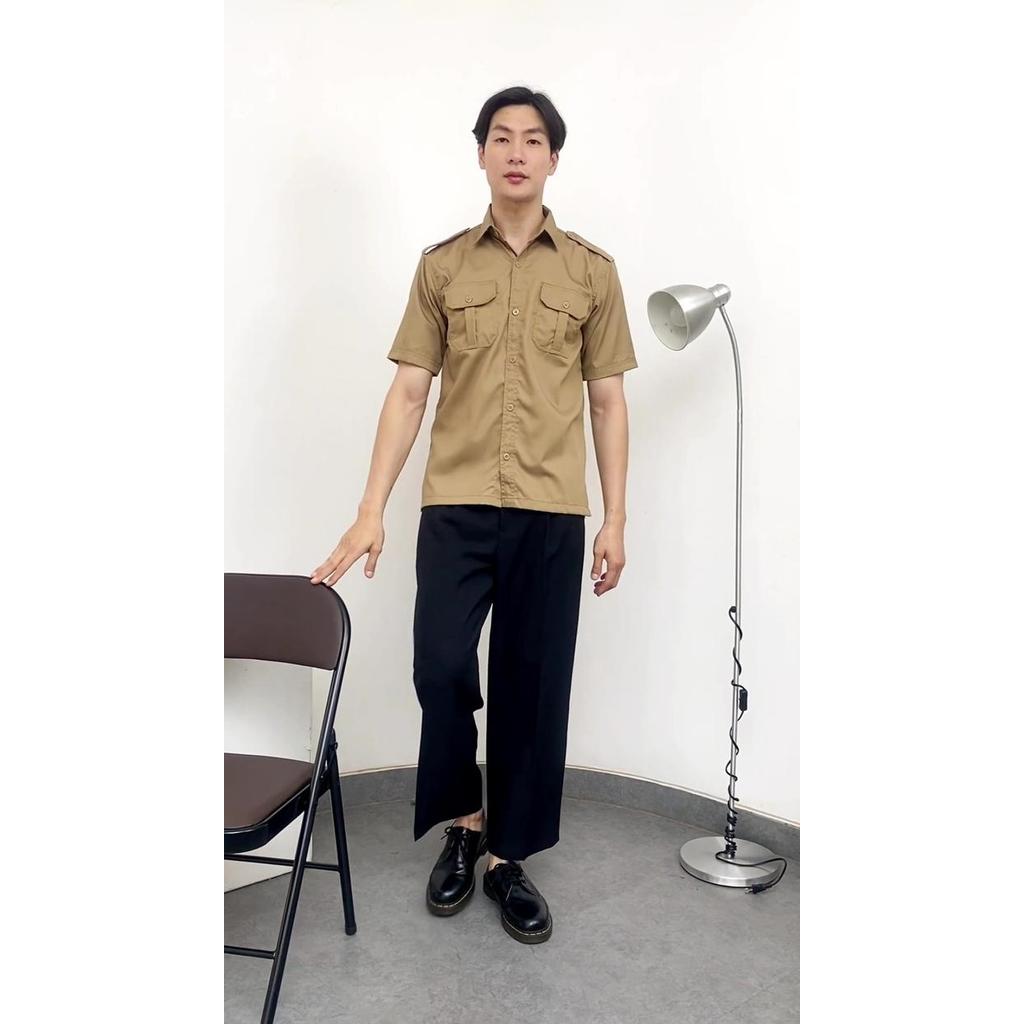 Baju PDH Kemeja PDL Lapangan Lengan Pendek Pakaian Pria Seragam Coklat Khaki