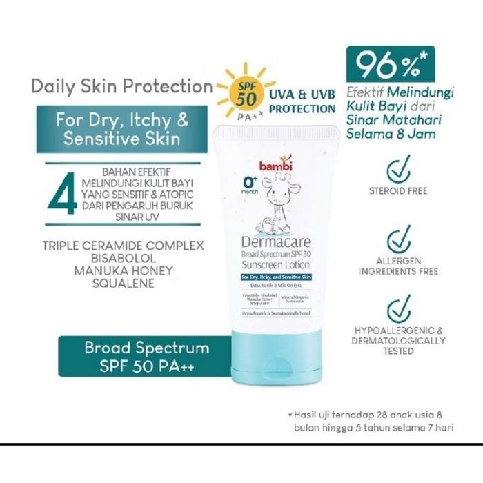 Bambi Dermacare Sunscreen Lotion SPF50+ - sunscreen bayi I Sunblock Bayi