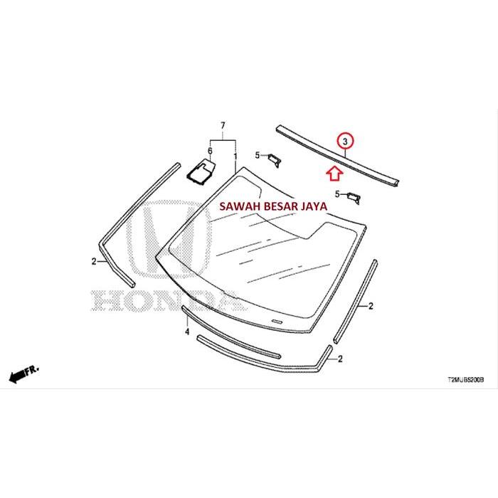 Karet Molding List Lis Kaca Besar Depan Bagian Atas Honda Accord CR2 2013 2014 2015 2016 2017 2018