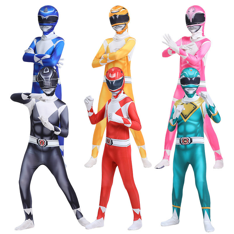 Cosplay Mighty Morphin Power Child Costume Superhero Mask Jumuit Zentai Suit Carnival Party Rangers